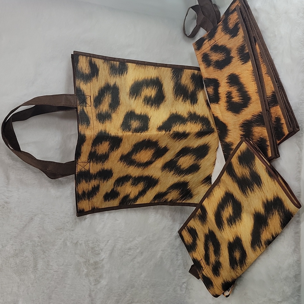 3 Leopard Print Reuseable Shopping Bags